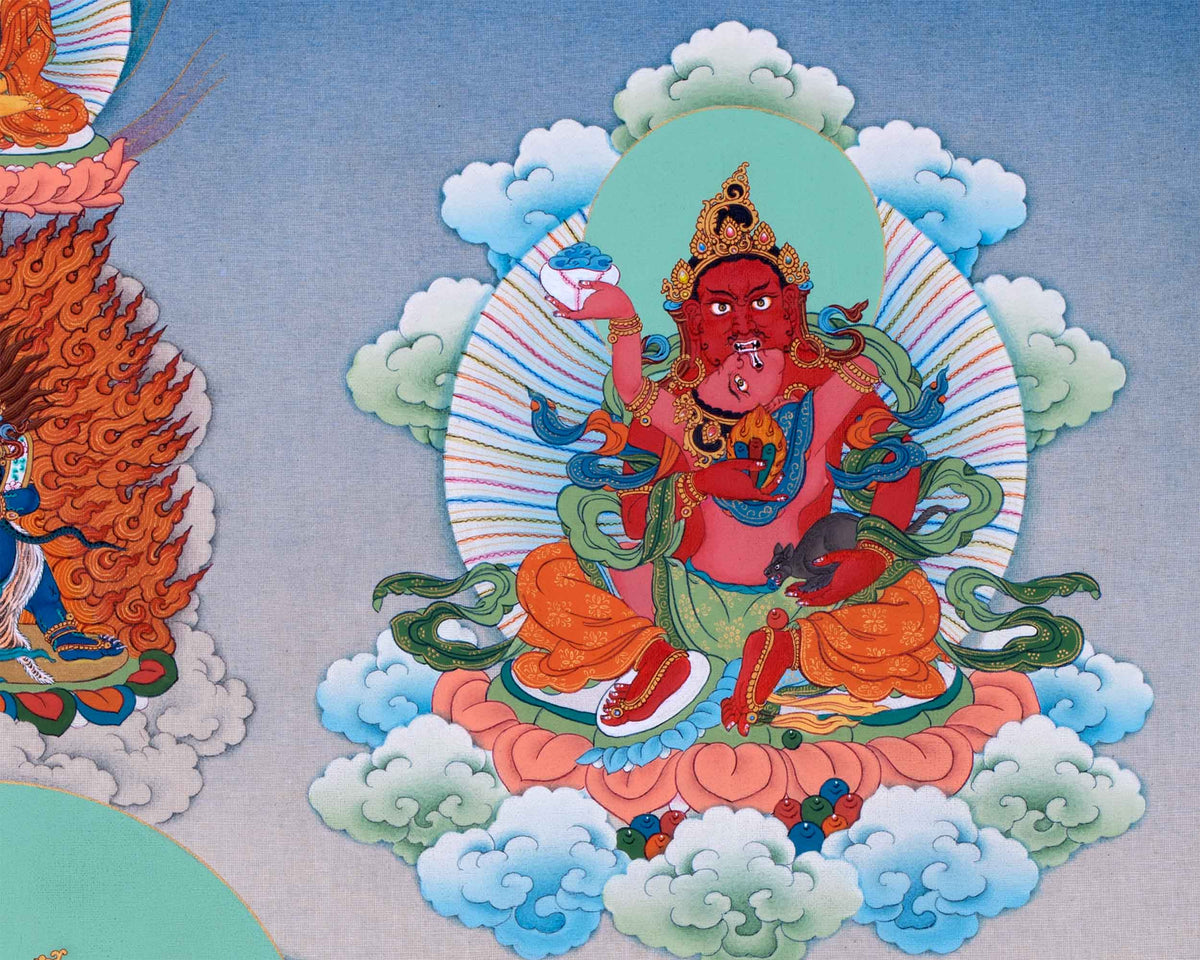 Five Dzambhala Thangka Masterpiece | Painting of Wealth Deity From Enlightenment