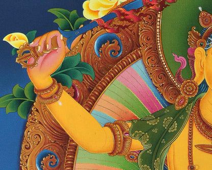 Manjushri Bodhisattva Thangka Print | Digital Canvas Print