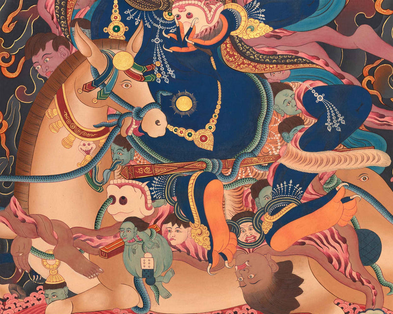 Hand-painted Palden Lhamo Thangka | The Fierce and Protective Deity | Sacred Thangka Painting