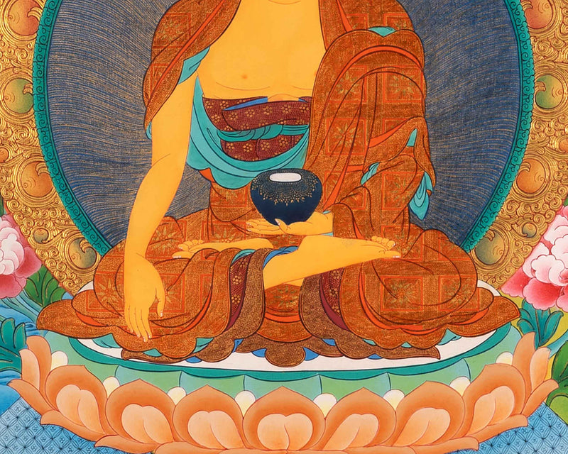 Buddha Shakyamuni Prayer Thangka | Hand-Painted Buddhist Deity Painting