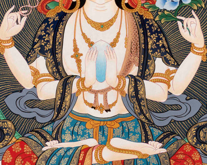 Avalokitesvara Chengrezig Thangka | Religious Buddhist Art | Wall Decors