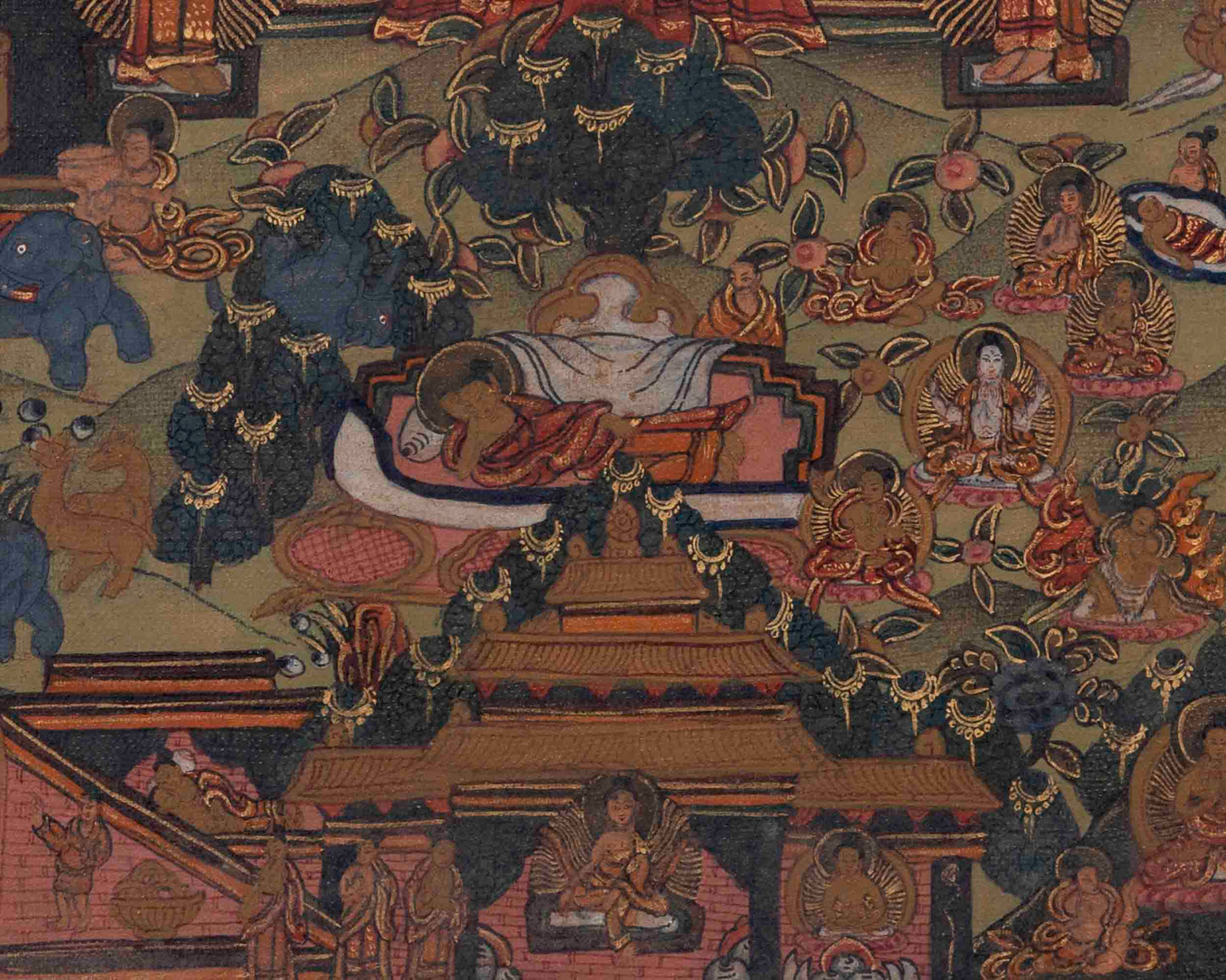 Life Of Shakyamuni Buddha | Traditional Tibetan Thangka | Wall Decors