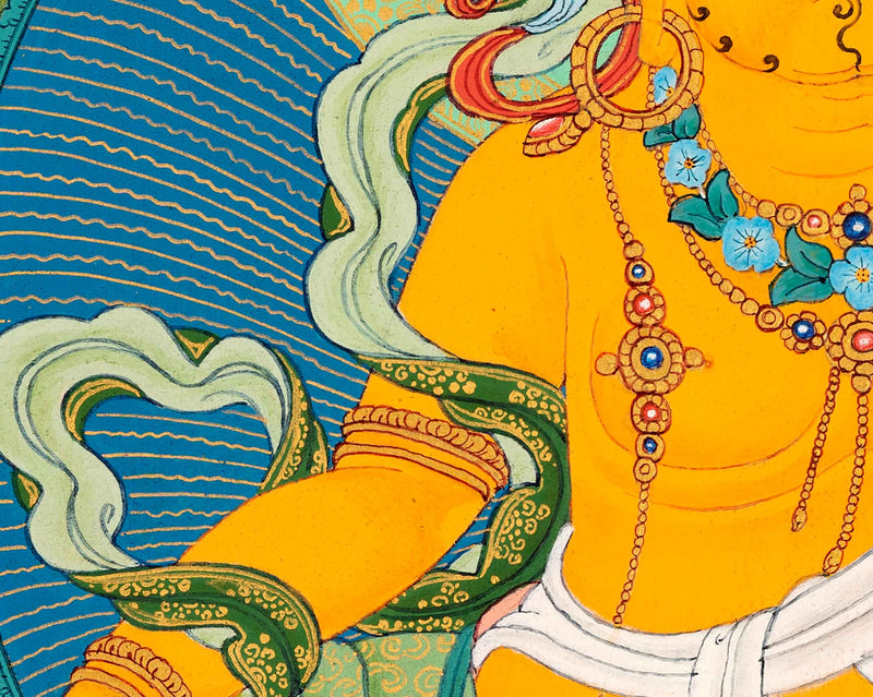 Small Thangka of Jambala, Buddhist Wealth Deity