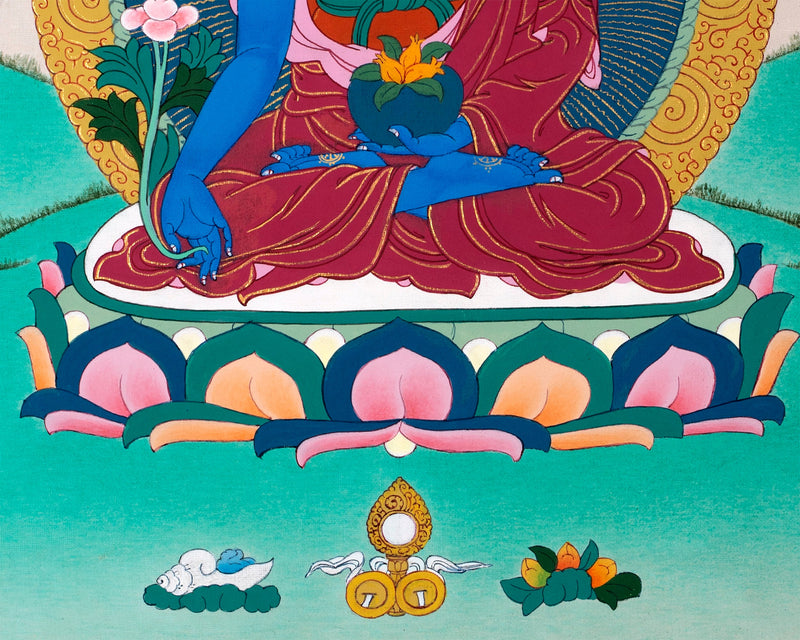 Blue Medicine Buddha | Brocade Thangka | Menla Art Of Lapis Lazuli