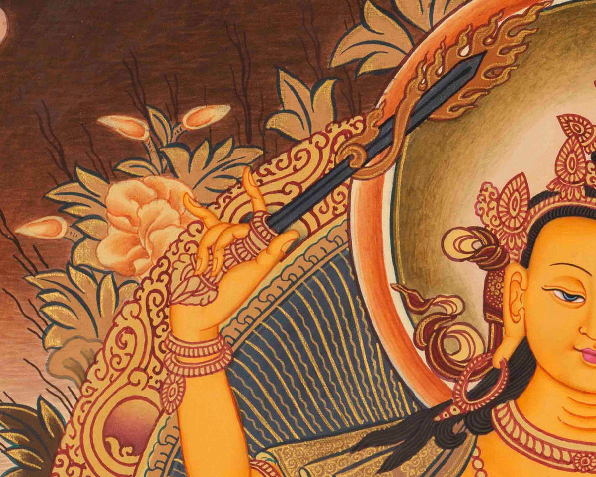 Manjushree Thangka | Bodhisattva Of Wisdom | Wall Decorative Art