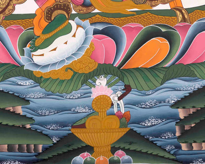 Green Tara Thangka | Religious Buddhist Painting | Wall Hanging Decors