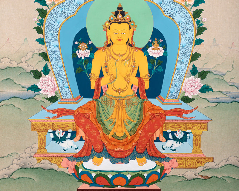 Arya Maitreya Buddha Thangka, Traditional Tibetan Thangka Painting