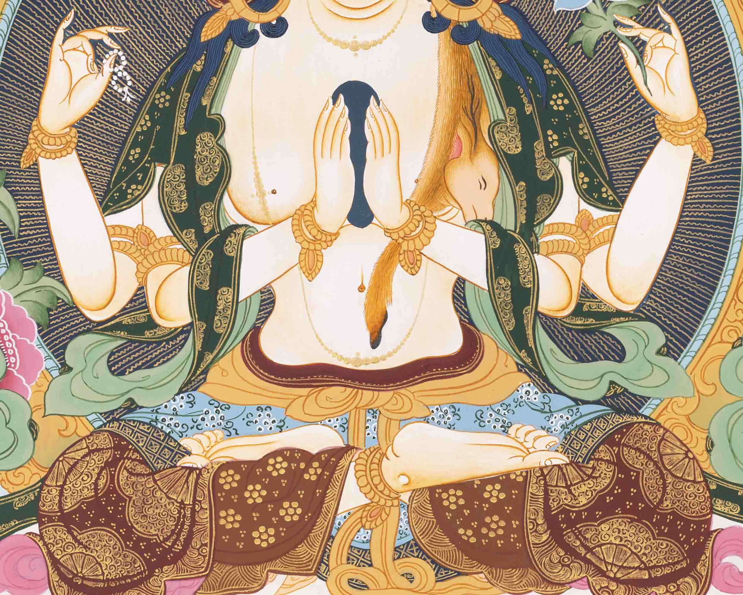 Avalokitesvara Chenresig Thangka | Religious Buddhist Art | Buddhist Gifts