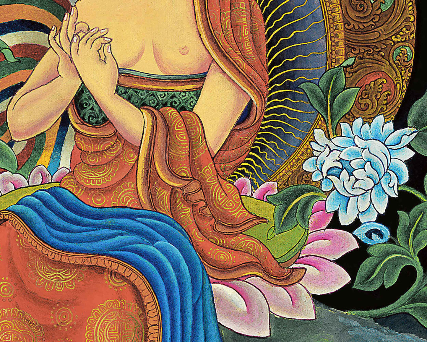 Maitreya Buddha Mantra Thangka Print | Future Buddha Thangka Print