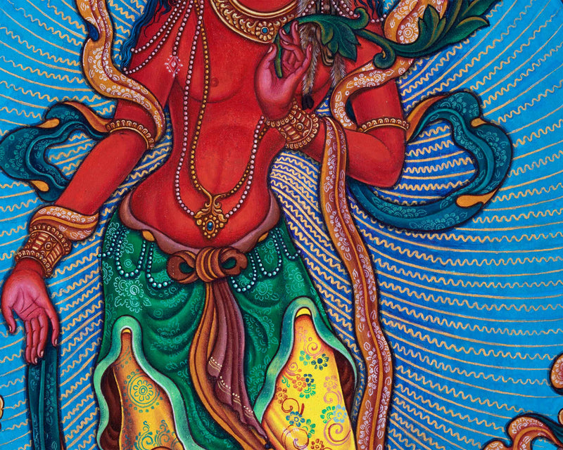 Traditional Nepali Pauba Print Of Avalokitesvara Bodhisattva | The Bodhisattva Of Compassion Chenrezig Print