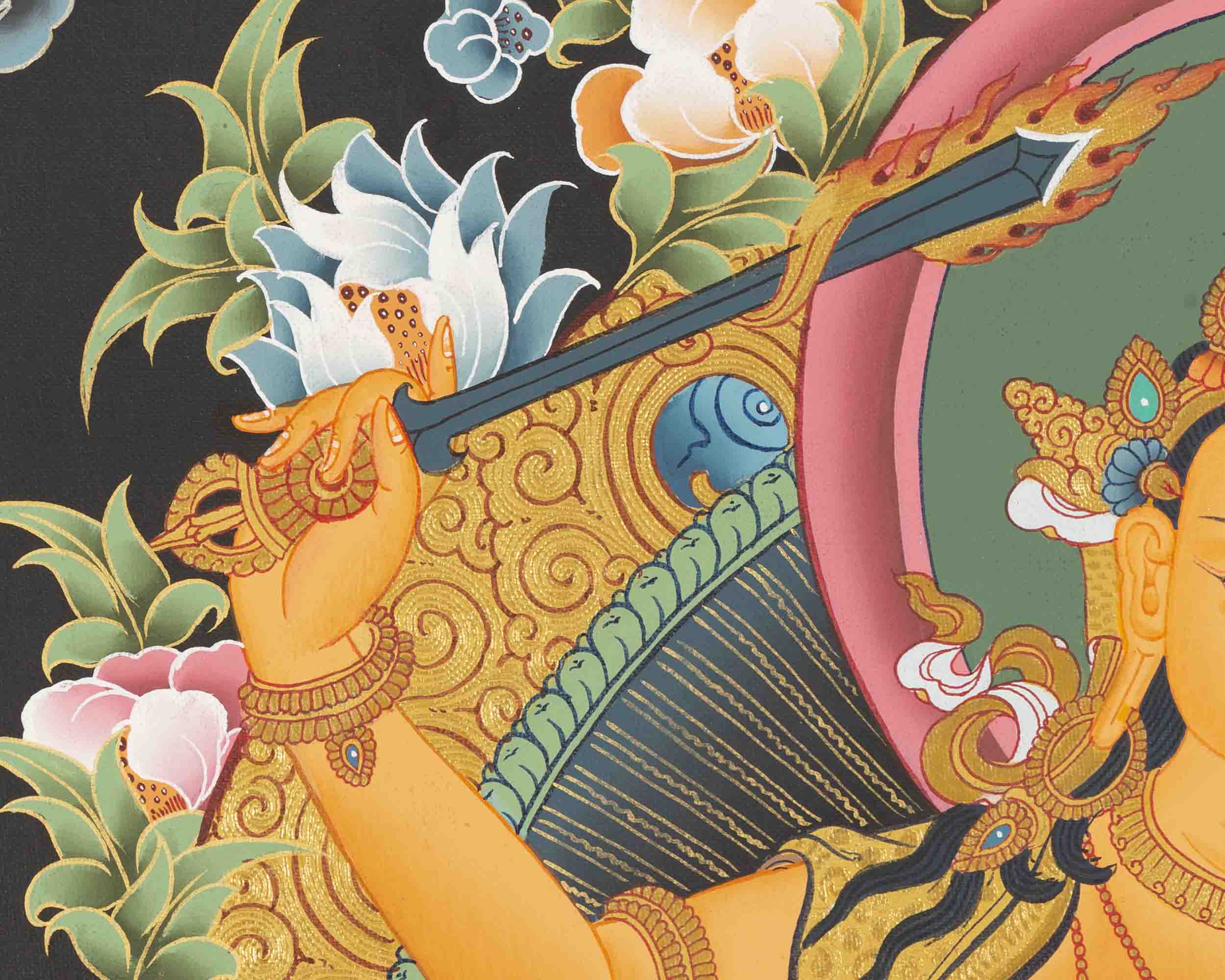 Manjushree Thangka Painting | Bodhisattva Of Wisdom | Religious Decors