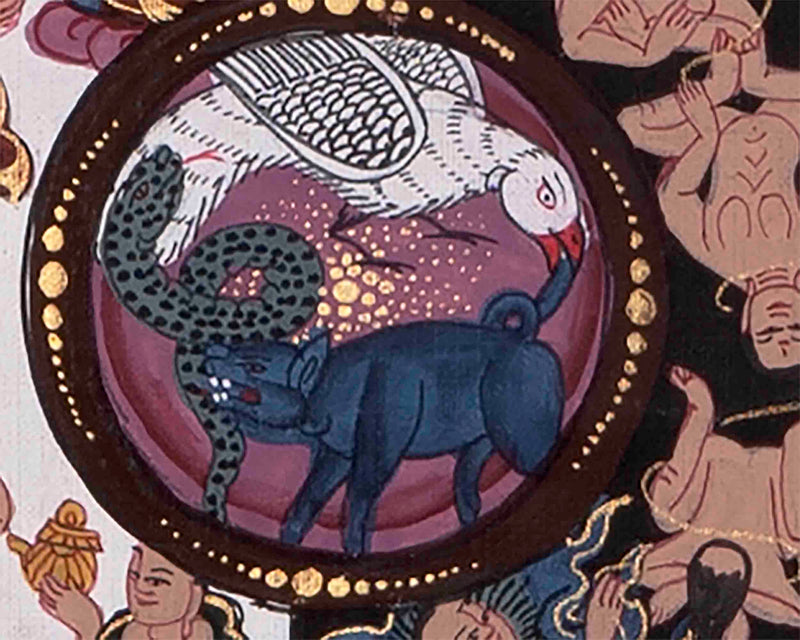 Brocade Mounted Wheel Of Life | Traditional Artwork | Wall Decors