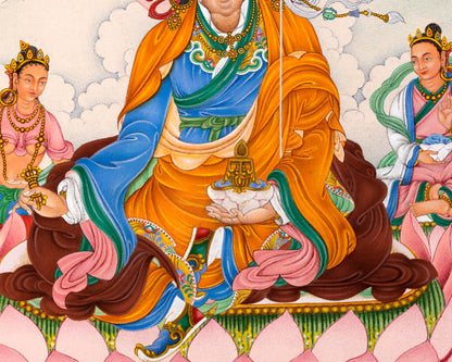 Guru Rinpoche With Others Thangka | The Precious Guru | Himalayan Buddhist Thangka Print