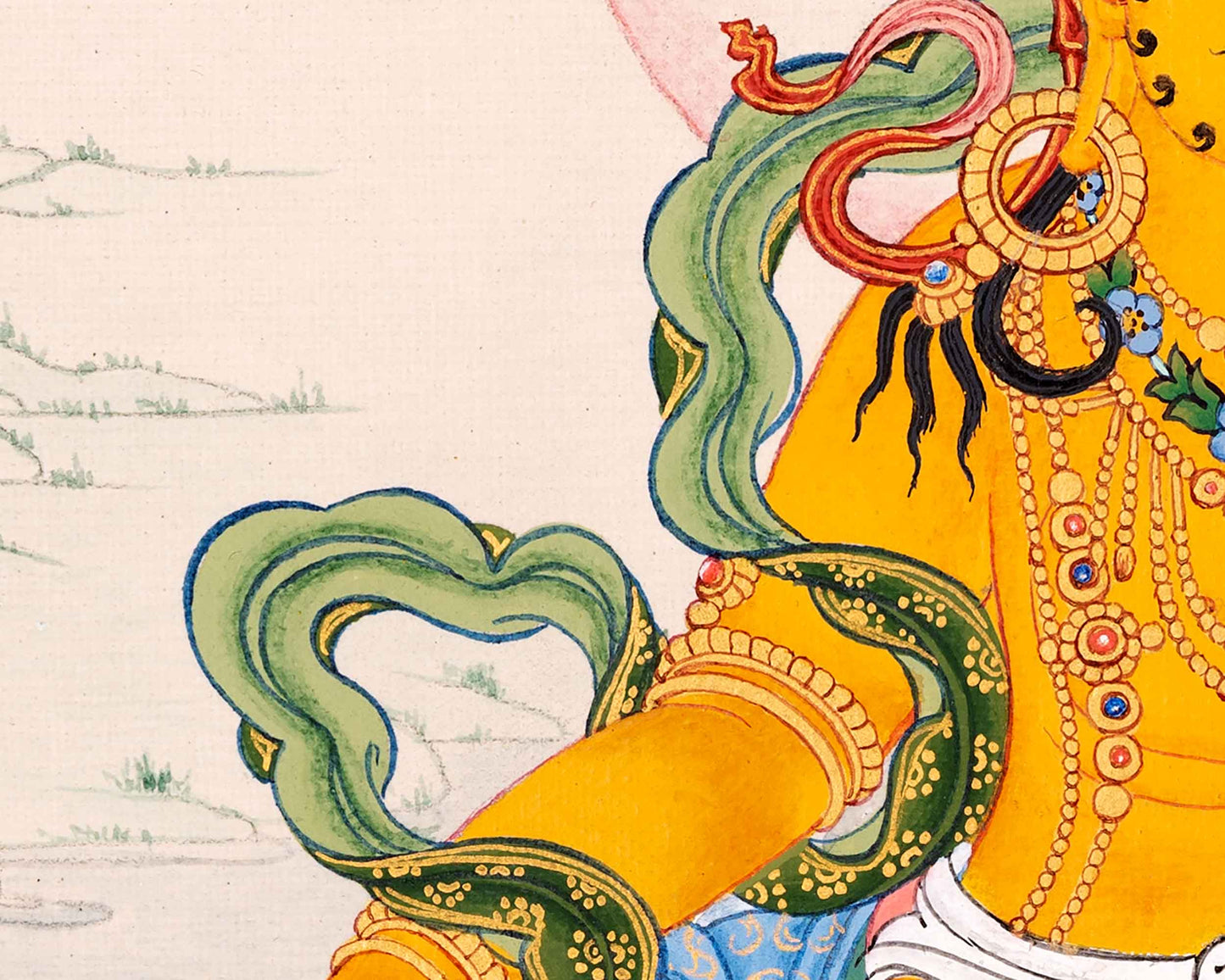 Karma Gadri Thangka of Dzambala, Buddhist Kubera