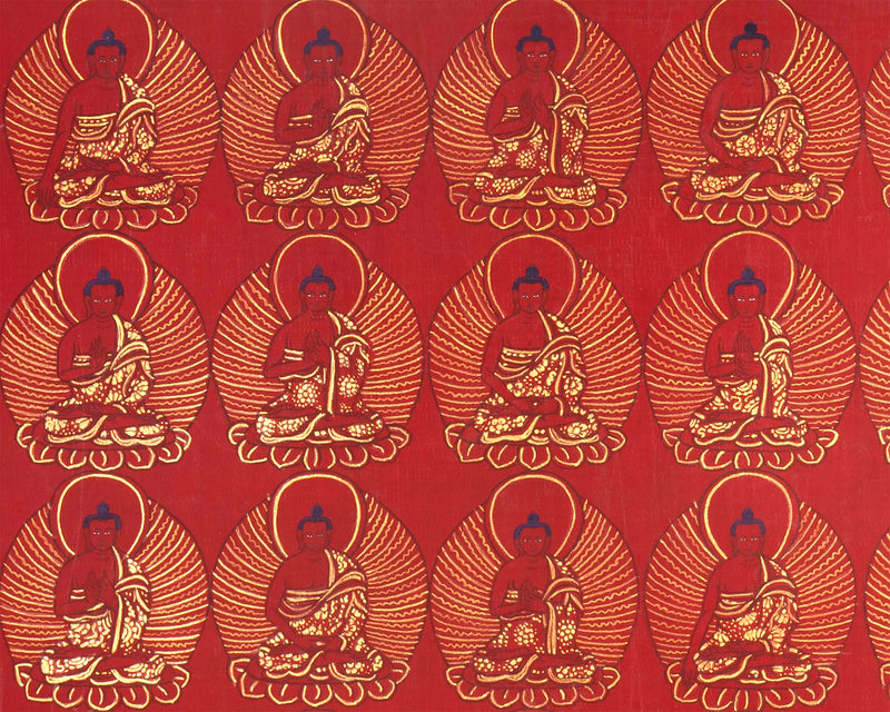 108 Buddhas' | Thangka Prints | Wall Hanging Decors