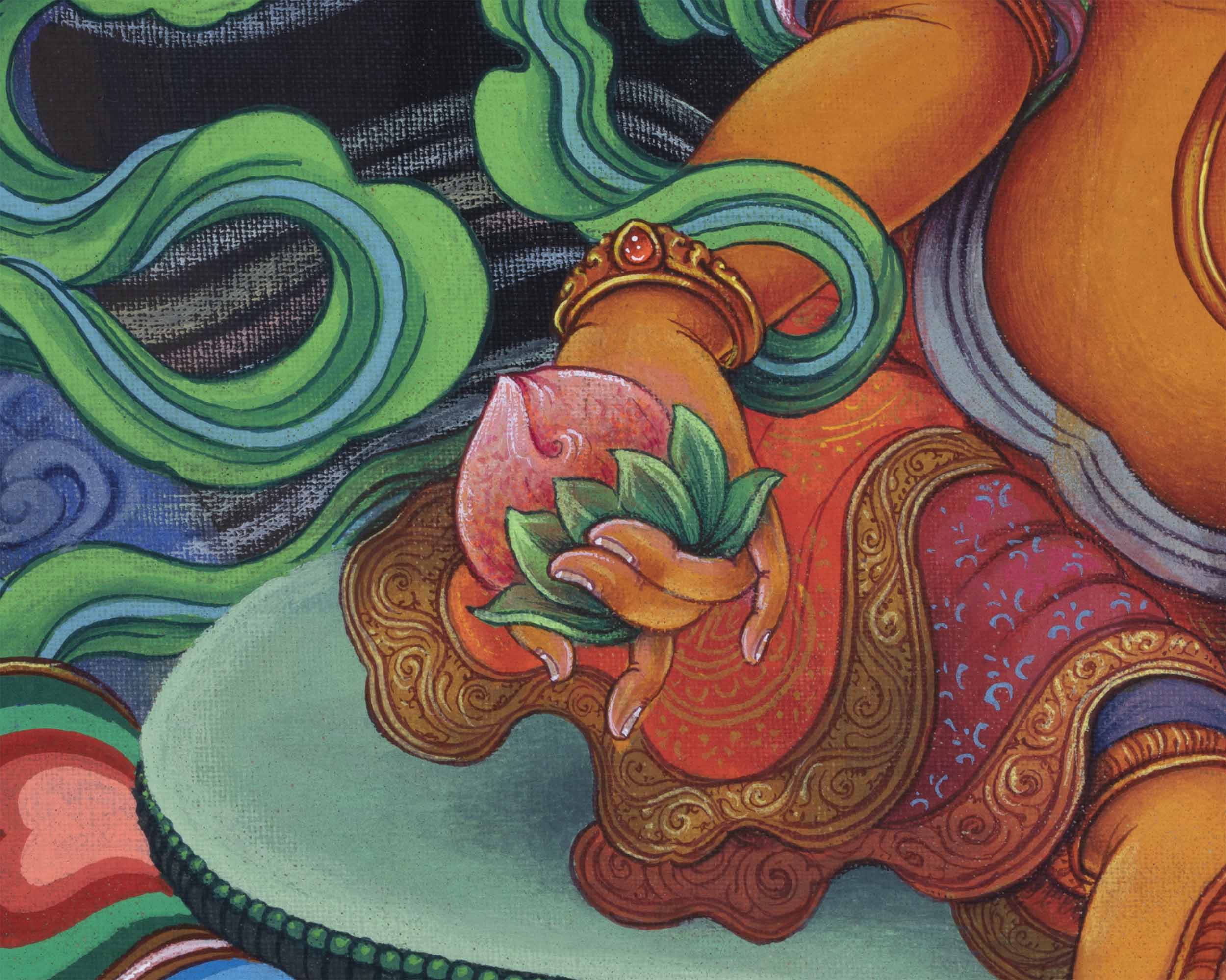 The God Of Wealth, Jambhala Thangka Print | High-Quality Pauba Canvas Print Of Buddhist Wealth Deity