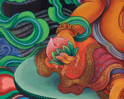 The God Of Wealth, Jambhala Thangka Print | High-Quality Pauba Canvas Print Of Buddhist Wealth Deity