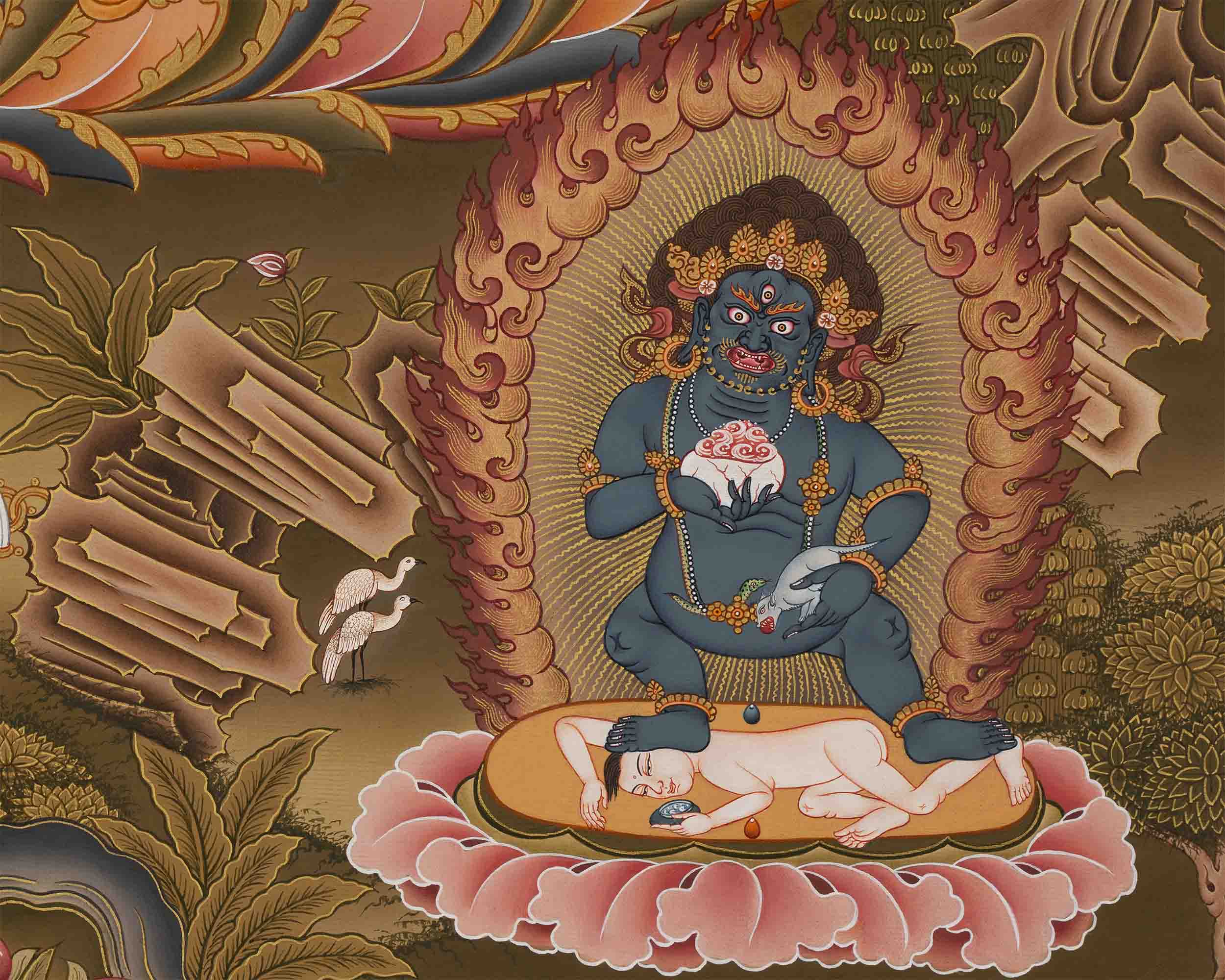 Jambhala Thangka Print | Tibetan Traditional Art