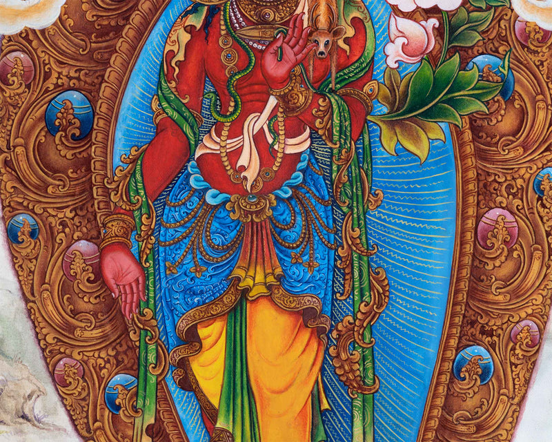 Newari Pauva Avalokitesvara Painting For Wall Decoration | Tibetan Bodhisattva Of Compassion Wall Art