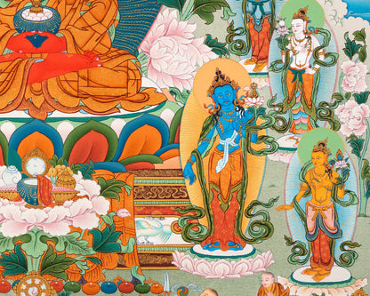 Buddha Amitabha Pureland Thangka, High Quality Giclee Canvas,Thangka Print