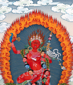 VajraVarahi (Dorje Phagmo) Thangka includes Brocade