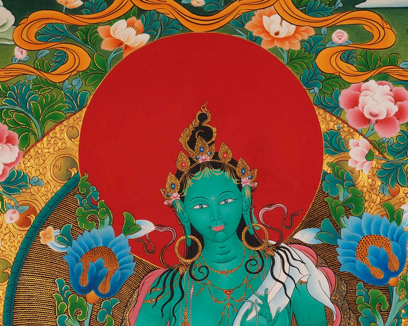 Mother Green Tara Thangka | Traditional Tibetan Buddhist Painting