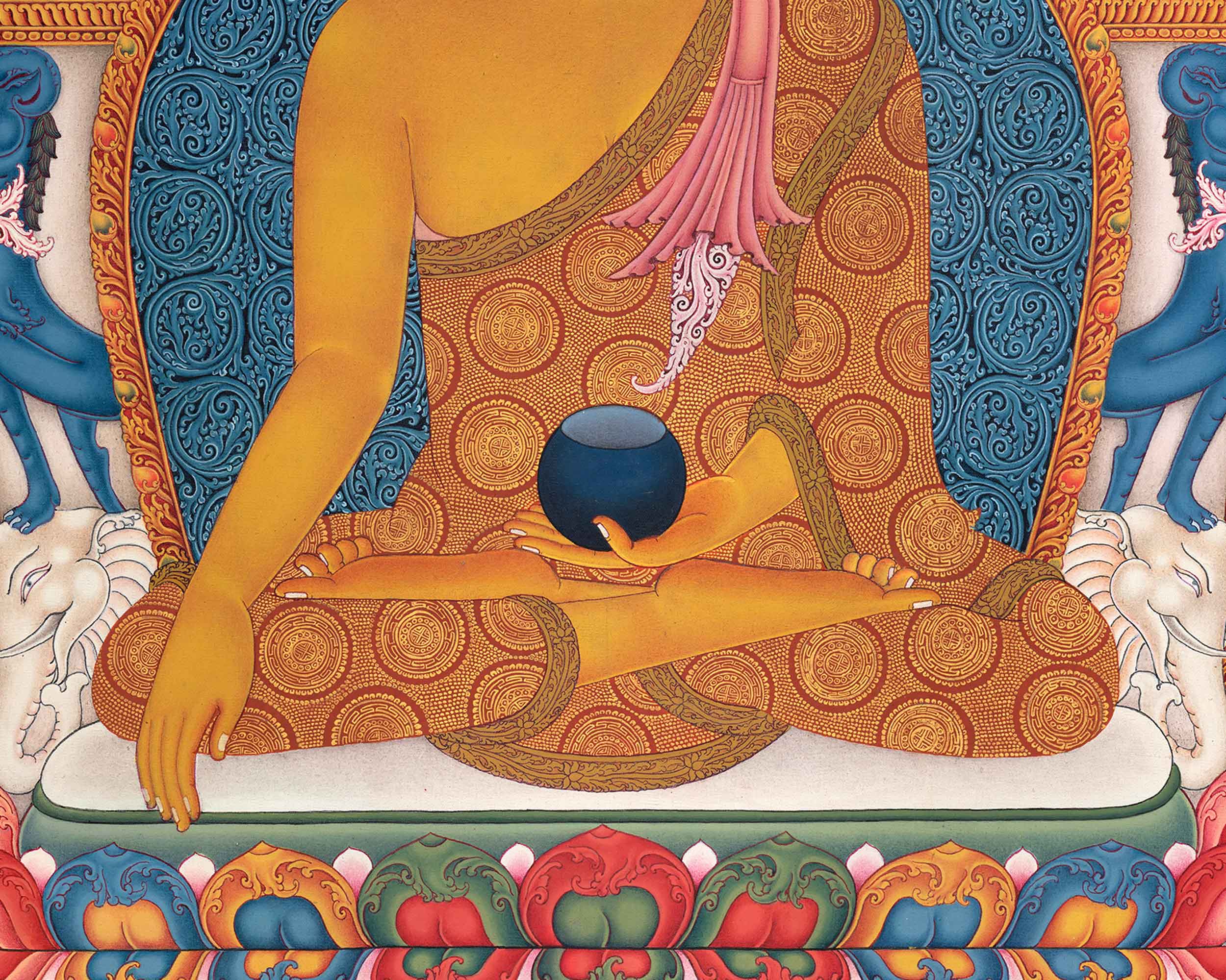 Traditional Buddha Shakyamuni Thangka Print for Enlightenment | Prints on Cotton Canvas