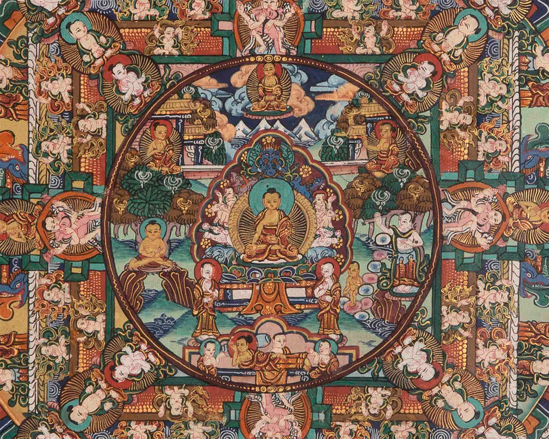 Buddha Mandala Thangka With Brocade |  Wall Hanging Painting