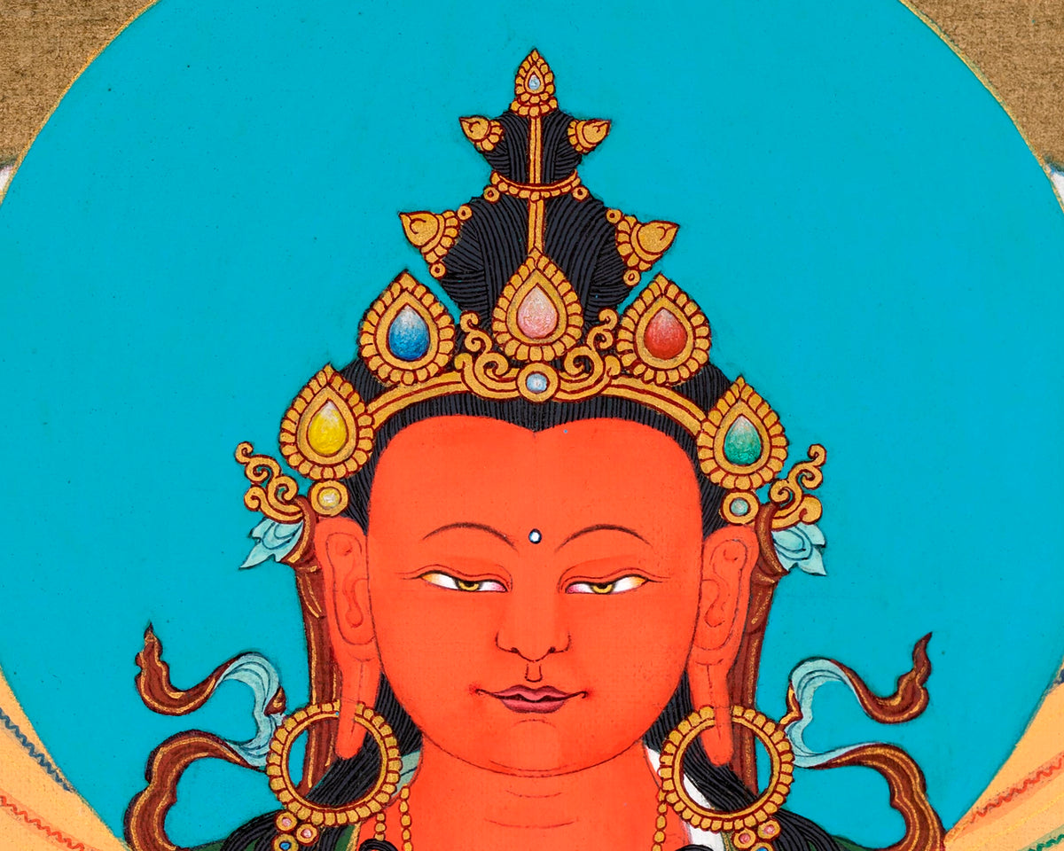 Amitayush With White Tara and Namgyalma Canvas Print |   High Quality Giclee Canvas Print