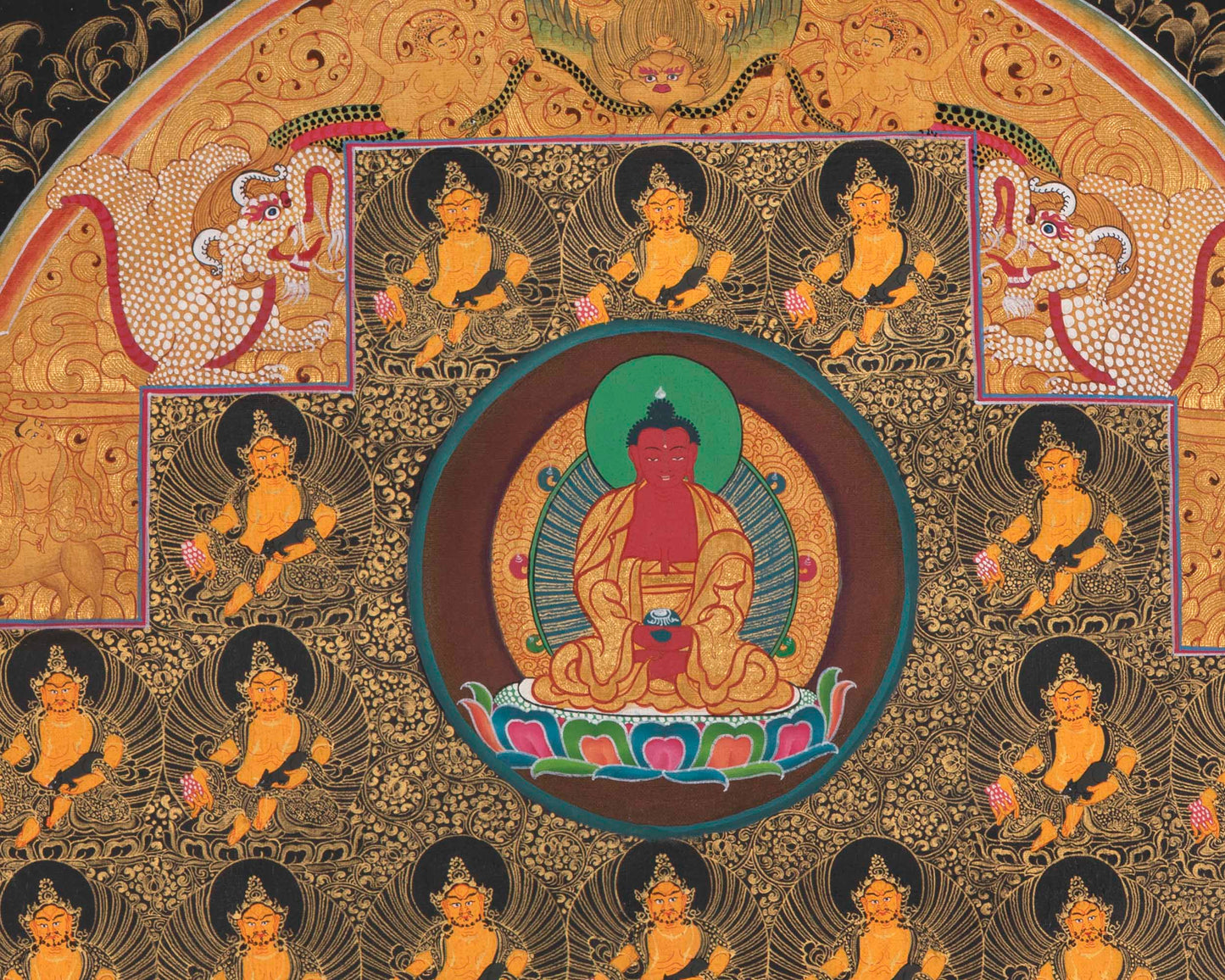 Dzambala Yellow Thangka  |  Traditional Tibetan Art | Wall Decors