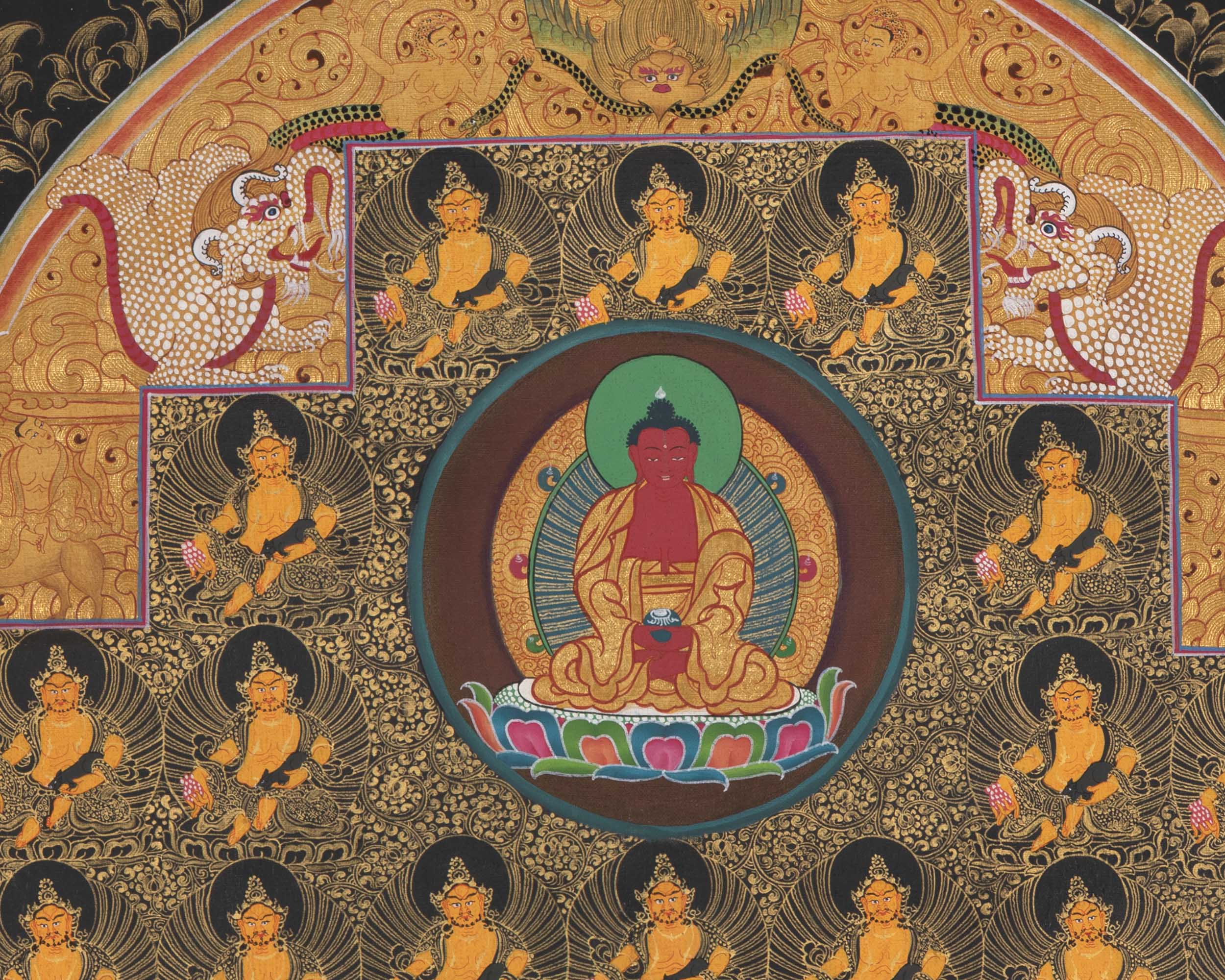 Dzambala Yellow Thangka  |  Traditional Tibetan Art | Wall Decors