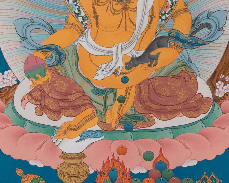 Dzambhala Thangka Art for Well Being | Himalayan Artwork for Decor