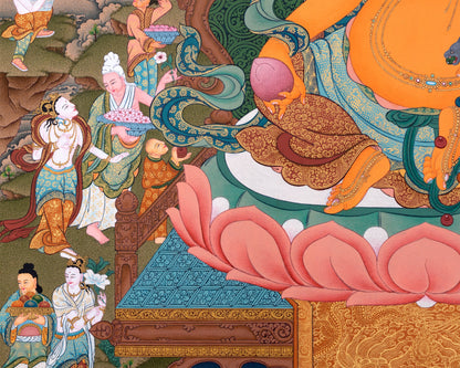 Jambala, Dzambhala Thangka Painting, Tibetan Thangka Print