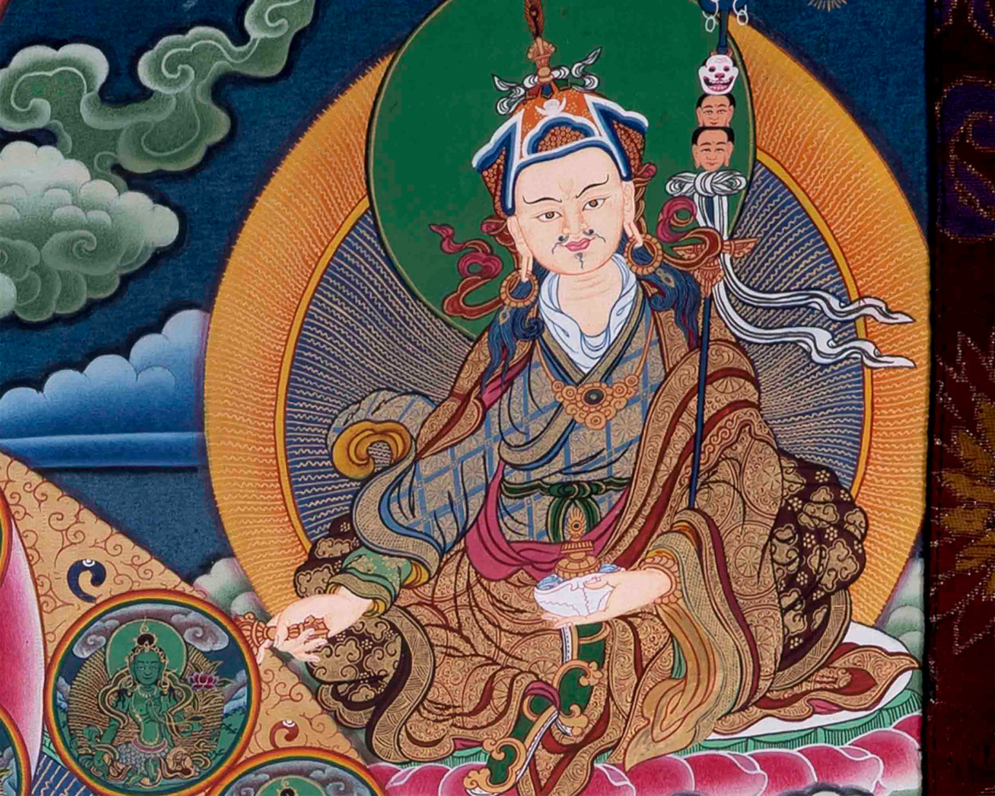 Large Green Tara Thangka | Traditional Brocaded Artwork | Wall Decors