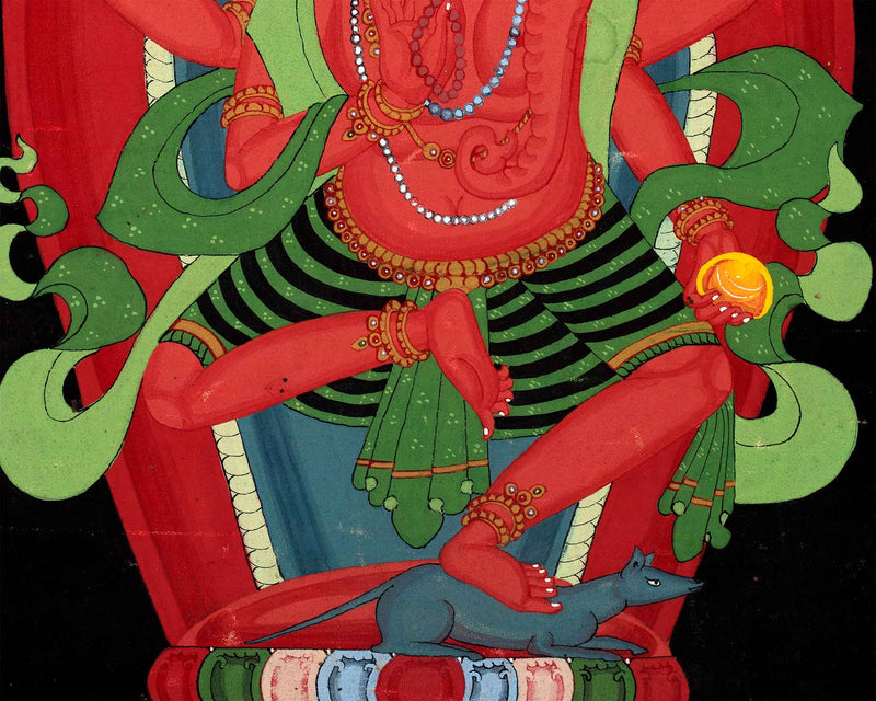 Traditional Newari Paubha Print Of Shri Ganesh | Lord Ganesha The Remover Of Obstacles Wall Hanging