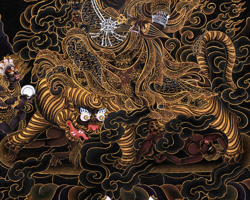 Dorje Drollo Thangka | Black And Gold Thanka | Tibetan Buddhist Deity