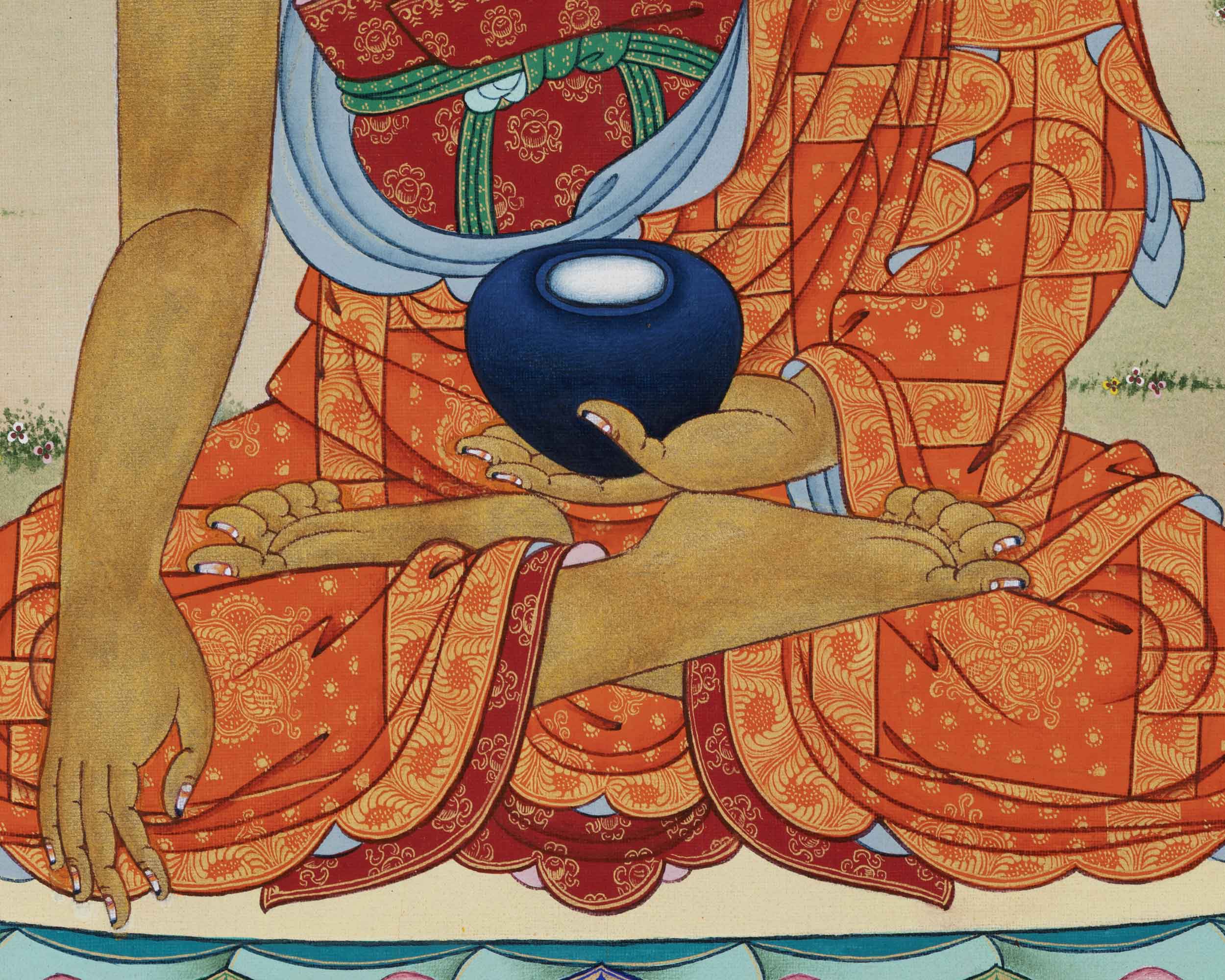 Seated Shakyamuni Buddha Thangka Print | Historical Buddha Tibetan Poster For Meditation