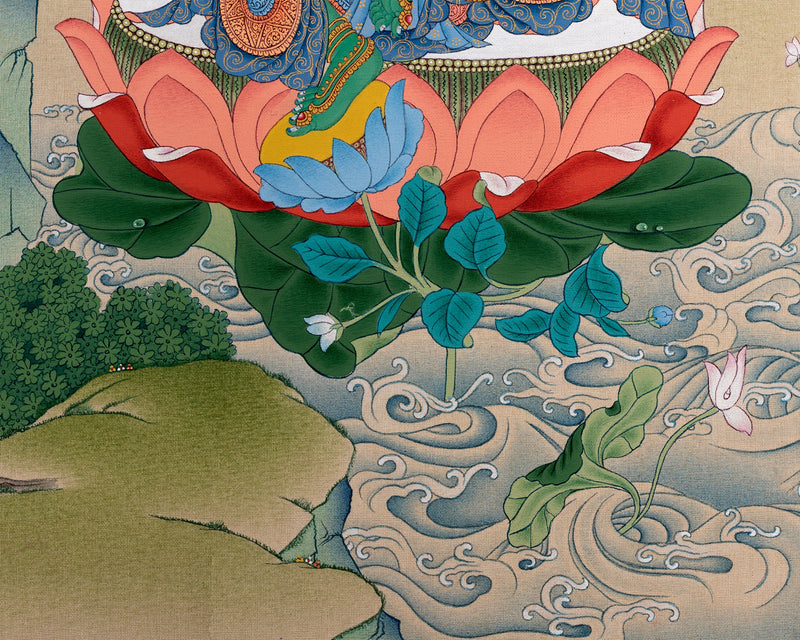 Green Tara Thangka | Tibetan Mother Tara | Natural Stone Colors and 24K Gold