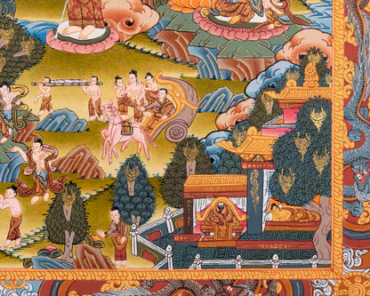 Buddha life Story | Vintage Original Hand-Painted Thangka