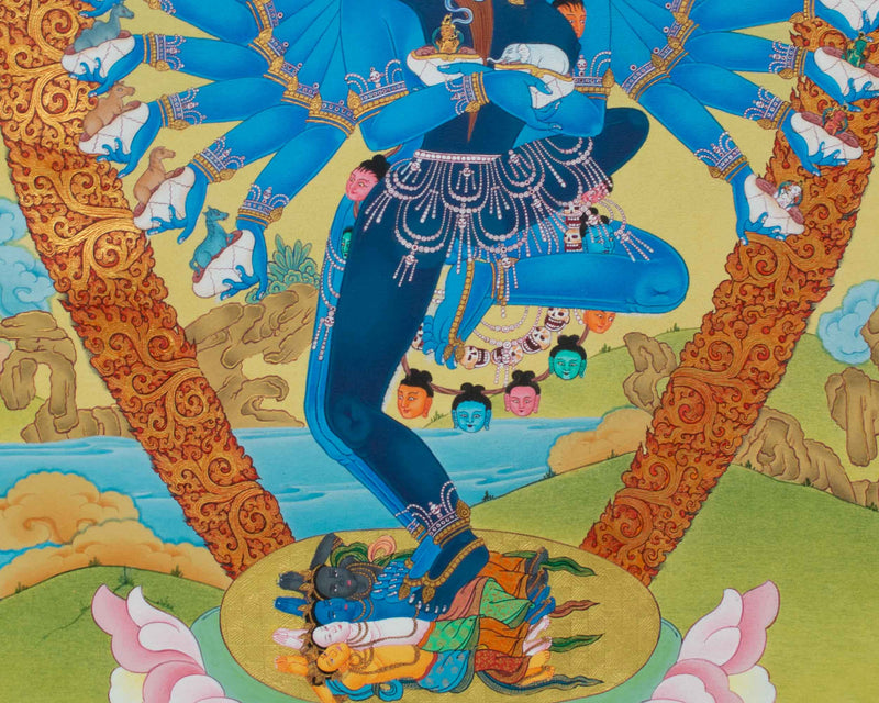 Hand Painted Hevajra Thangka | Himalayan Wrathful  Wall Decor | Tibetan Deity