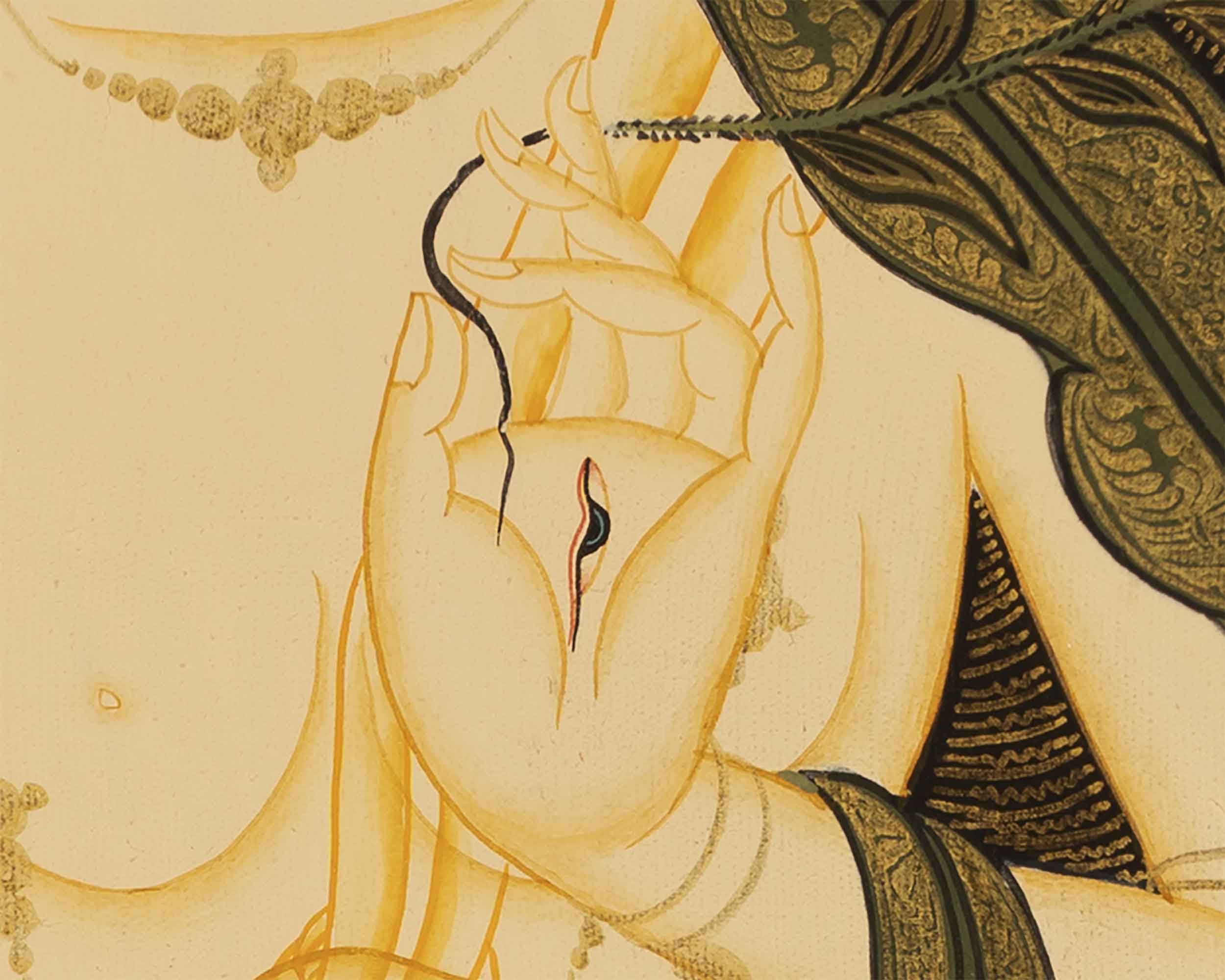 White Tara Thangka Print | Buddhist Female Bodhisattva Art | Wall Decors