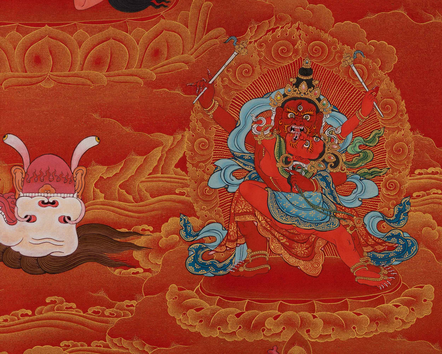 Kurukulle Sadhana Thangka | Kurukulla With Ganesha And Takiraja