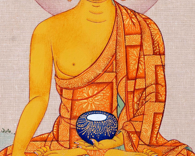 Namo Shakyamuni Buddha Thangka | Hand Painted Art for Meditation