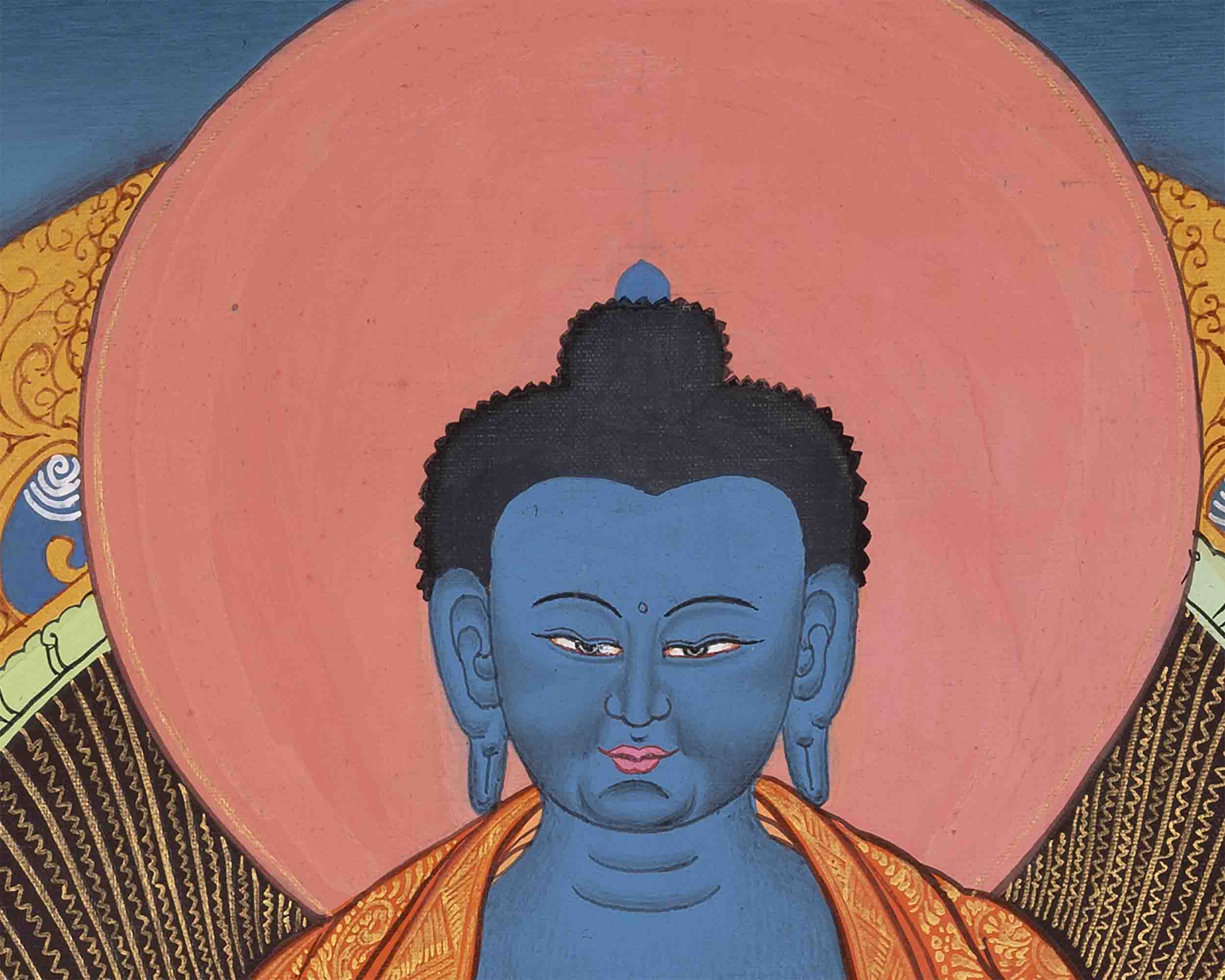 Thangka Of Medicine Buddha | 5 Dhyani Buddha | Religious Wall Decor