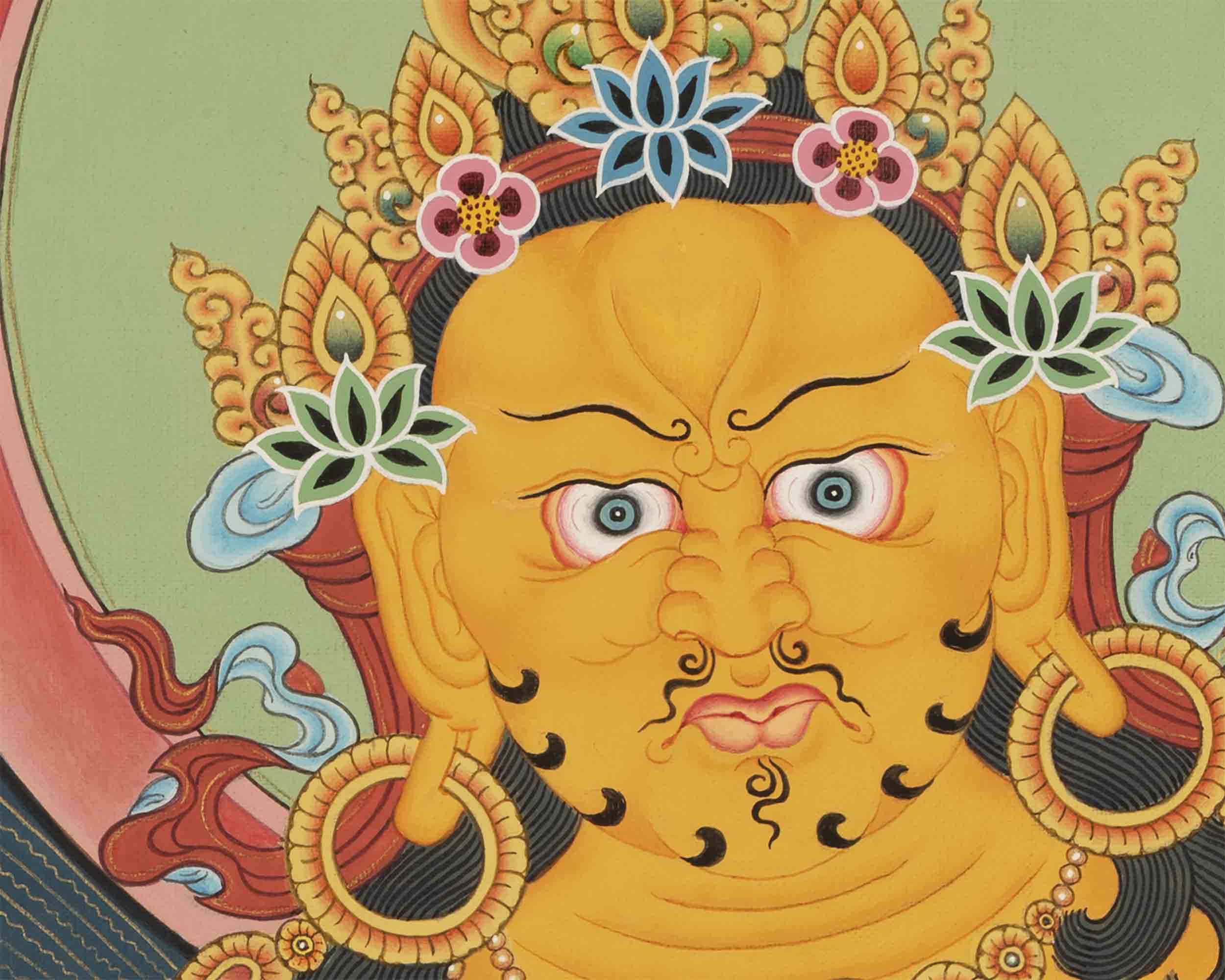 Dzambala Kubera Painting | Traditional Thangka Art | Religious Decoration