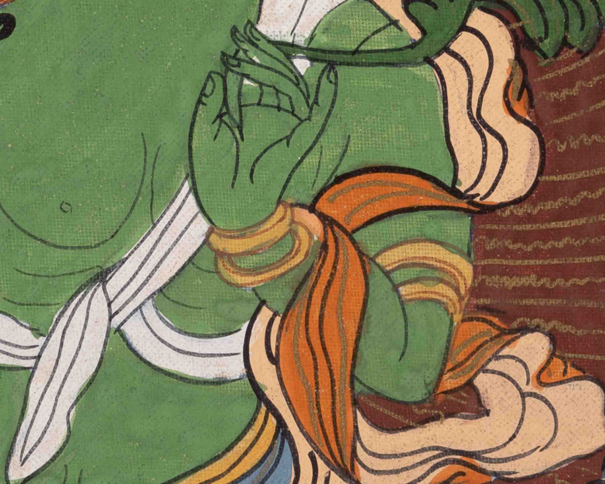 Vintage Small Size Green Tara | Meditation Object Thangka