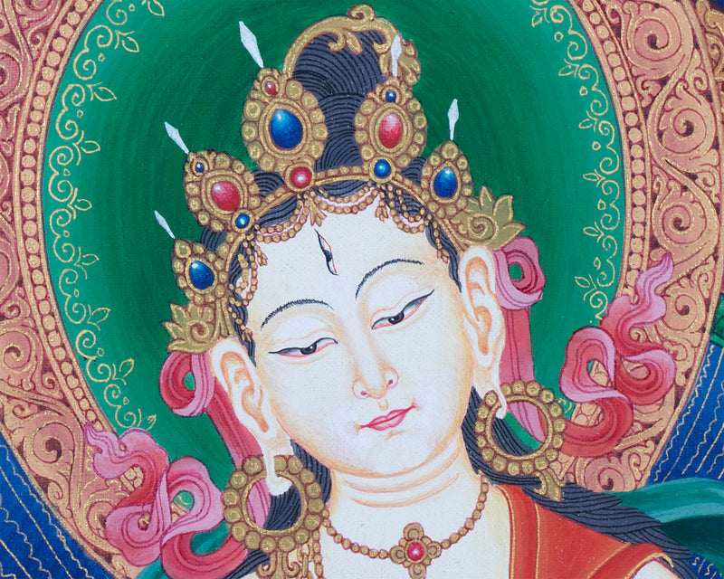 Tibetan Green Tara | Newari Paubha Art of Mother Tara