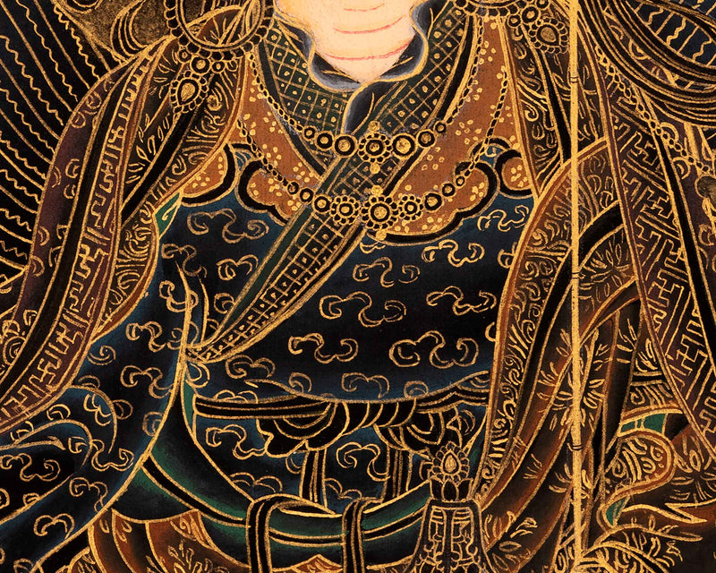 Small Gold on Black Thangka of Guru Rinpoche