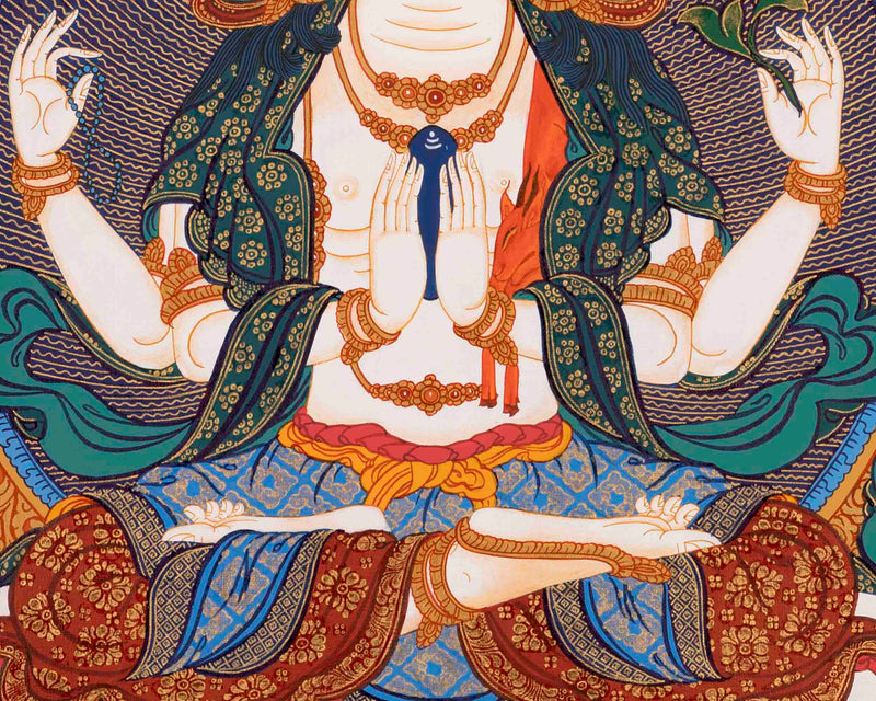 Bodhisattva Avalokiteshvara Chenresig | Tibetan Thangka | Wall Decors