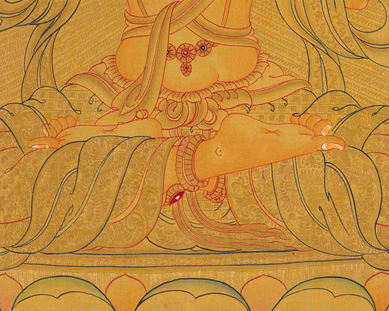 Manjushree Thangka Painting | 24K Gold Style Art | Religious Wall Decors